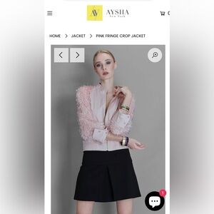 AYSHA NY Pink Fringe Crop Jacket